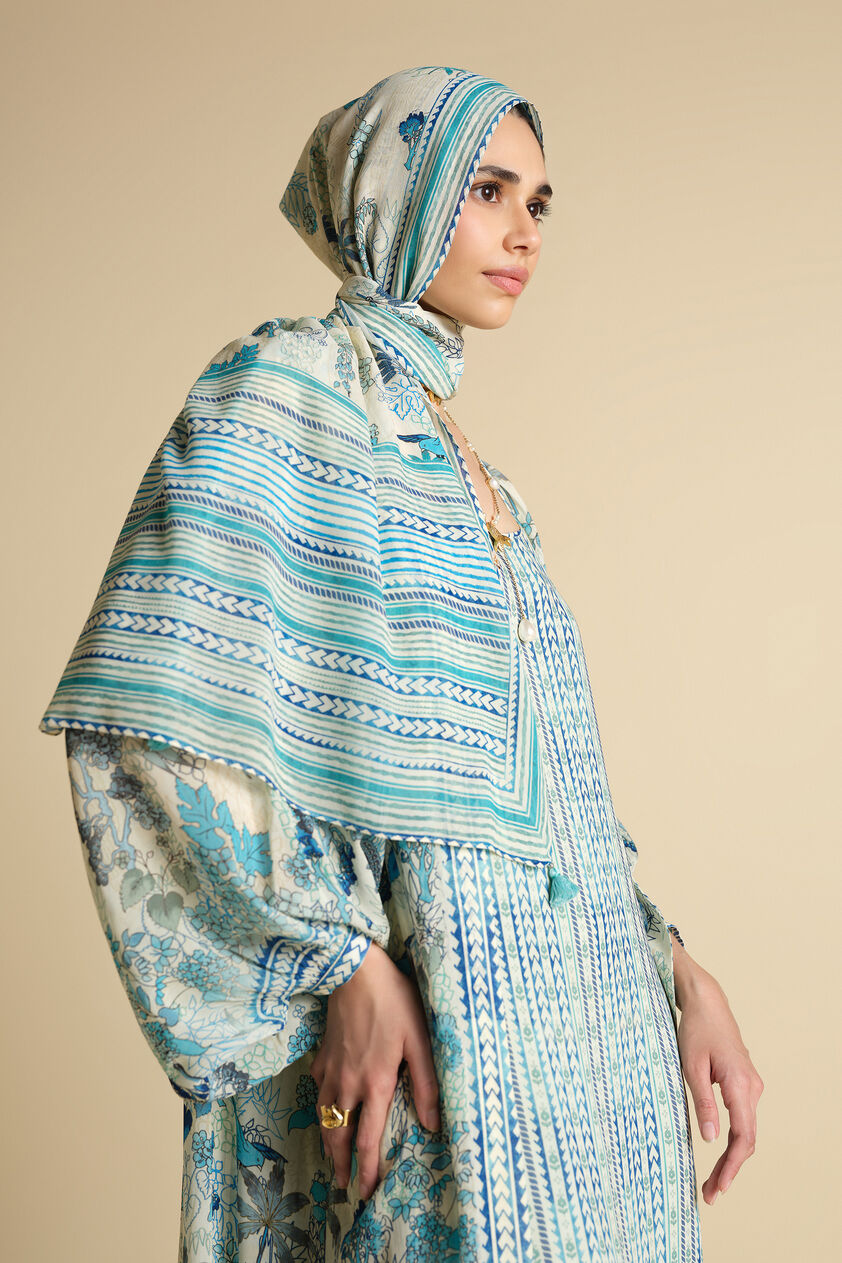 Siham Printed Stole - Powder Blue, Blue, image 1